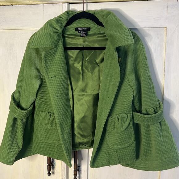 Vintage Style Etcetera Women's Olive Green Bell Sleeve Cropped Jacket | Size 6 - Picture 8 of 8